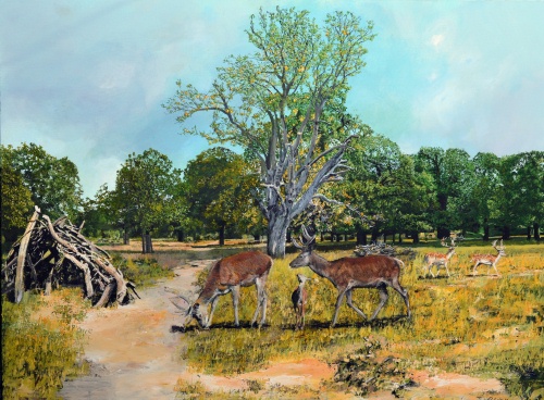 Deer In Richmond Park Acrylic on Canvas Paul McIntyre